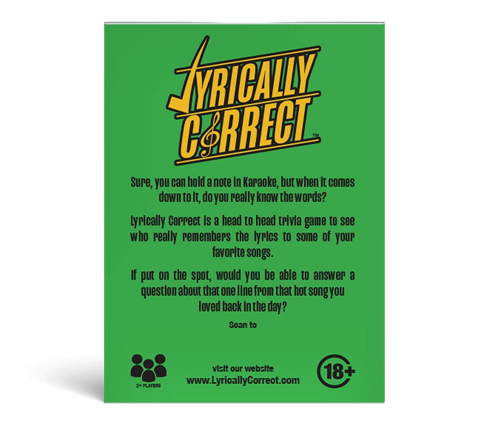 Lyrically Correct Music Trivia Card Game | Multi-Generational Family Gatherings  mature-themed Game Night and Fun Trivia (60's and 70's Oldies but Goodies)