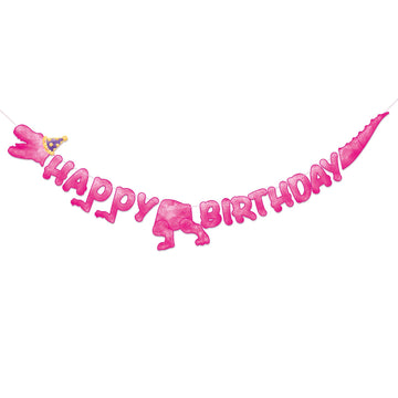 Wernnsai Watercolor Dinosaur Happy Birthday Banner - Dinosaur Birthday Party Decorations For Girls Kids Pre-Strung T-Rex Hanging Wall Decor Dino Party Supplies