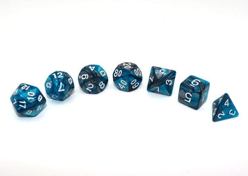 7Pcs DND Dice Set RPG Polyhedral Dice for Dungeon and Dragons MTG D&D D20 D12 D10 D8 D6 D4 (Lake Blue & Silver)