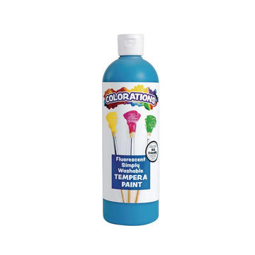 Colorations Washable Tempera Paint, 16 Fl Oz, Fluorescent Blue, Neon, Non Toxic, Vibrant, Bold, Bright, Kids Paint, Craft, Hobby, Fun, Art Supplies