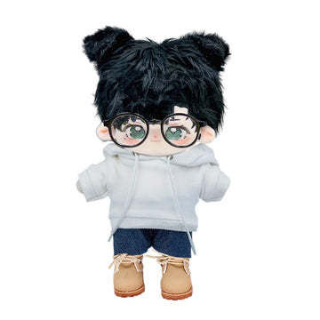 niannyyhouse Loose Solid Hoodie Jeans Glasses Tall Leather Shoes 10cm 15cm 20cm Plush Doll Clothes Soft Stuffed Plush Toy Dress