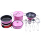 MYADDICTION Kids Children Kitchen Pretend Play Toys Cooking Cookware Set Pink 11Pcs