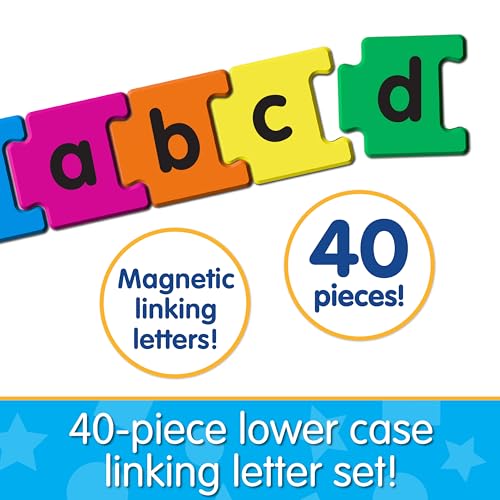 The Learning Journey Magnetic Linking Letters | Set Of 40 Colorful Abc Magnets | Lowercase Letters | Fridge Magnets For Toddlers 3+ | Alphabet Letters For Kids Spelling And Learning