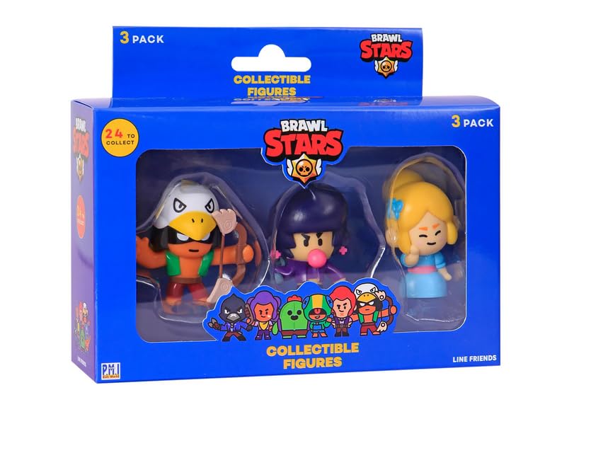BRAWL STARS Brawl Figure 3-Pack, Model BRW2021, Plastic, Various Colours