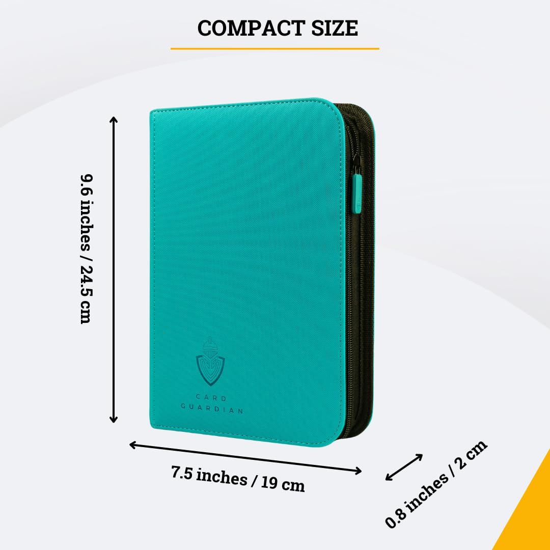 Card Guardian - 4 Pocket enhanced Binder for 160 Cards (Teal) | Zipper Closure and Side Loaded Pockets | Compatible with Trading & Sports Cards including Magic the Gathering  Yugioh  Baseball Cards