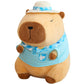 Elainren Stuffed Capybara Toy Wearing T-Shirt And Hat,Kawaii Gentleman Guinea Pig Plush Doll Gifts/13.7''