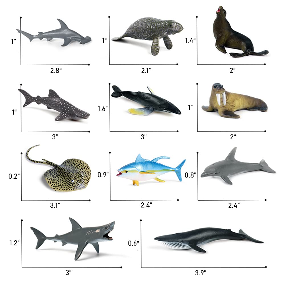 Rcomg 32Pcs Mini Ocean Animal Figures Set With Sharks Whales Arctic Animals