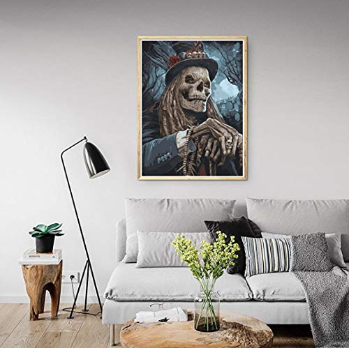 KOMI DIY Paint by Numbers for Adults Beginner, Paint by Number Kits on Canvas Painting by Number, Skull Gentleman 16x20inch