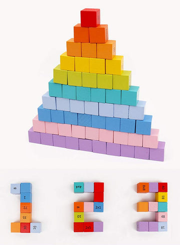 Umbresen Wooden Multiplication Board Game, 100 Cubes Blocks Montessori 10X10 Times Table Tray With Answers Preschool Learning Toys Gift For Children Kids (Multiplication Board)