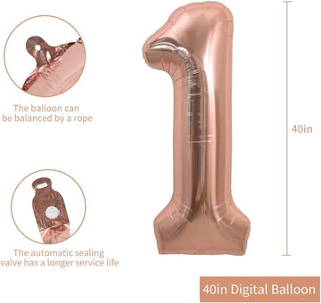 Toniful 40 Inch Large Rose Gold Number 16 Balloons Giant Digital 16 Or 61 Helium Balloons, Foil Mylar Big Number Balloons For 16