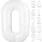 White Number Balloon 40 Inch, Translucent 0 Number Balloons, 10 20 30 40 50 Numbers Balloon Birthday Decorations, White Party Su