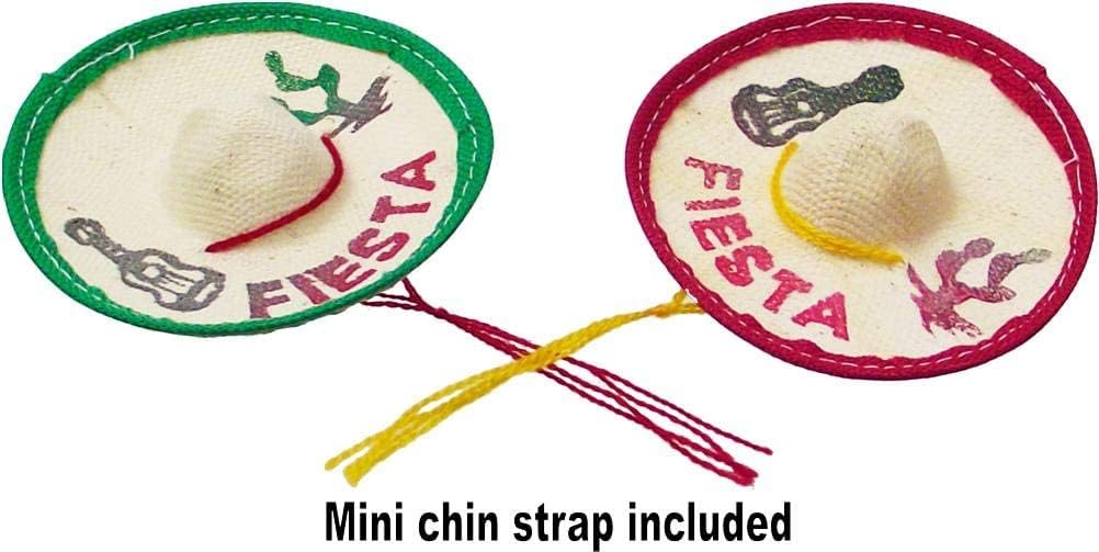 24 Mini Mexican Sombrero Fiesta, 3 inches Wide Mini Hats for Cinco De Mayo Party