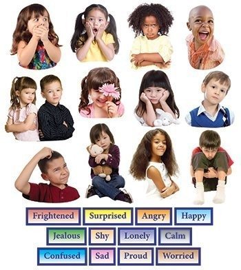 Little Folk Visuals Emotions Precut Flannel/Felt Board Figures, 24 Pieces Set