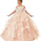 ZPVP Princess Flower Girl Dress for Wedding Long Tulle Girls Pageant Dress Puffy Ruffles Beaded Appliques Party Costumes Rose Go