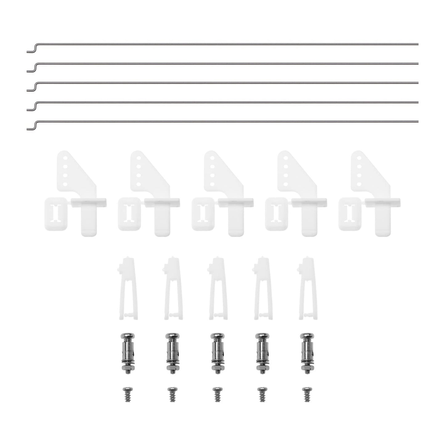 The Lord of the Tools 15Pcs Fixed Wing Airplane Control Horn Kit 1.2 X 200mm Pushrod 1.3mm Pushrods Connector Control Horn Acces