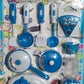 Childrens Kitchen Play Set, Blue and White | 12 Piece Cooking Utensils and Accessories | Kitchen Set for Kids | Kitchen Set for