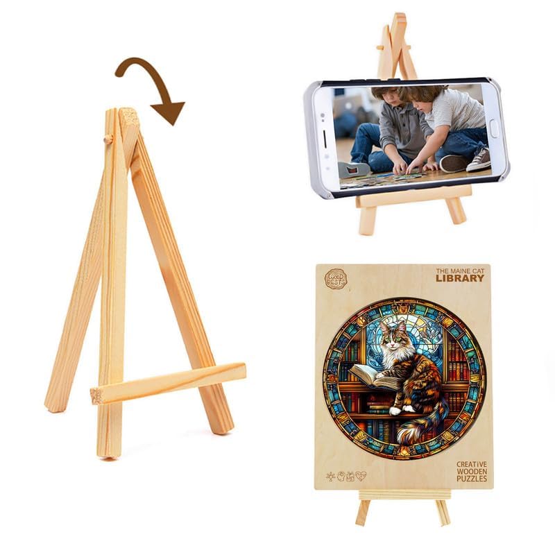 Jigfoxy Wooden Puzzle for mature-themeds  Maine Cat Wooden Jigsaw Puzzles for mature-themed  Unique Animal Shape Wood Cut Puzzles  Christmas Thanksgiving Gifts for Friends Family (L-13.4 * 13.4in-300pcs)