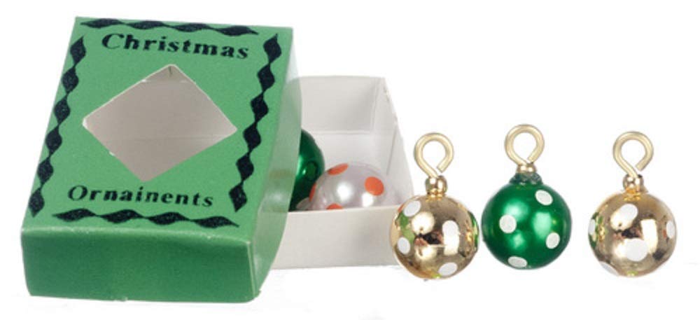 International Miniatures By Classics Dollhouse Miniature Xmas Ornaments In Grn.Box