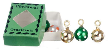 International Miniatures By Classics Dollhouse Miniature Xmas Ornaments In Grn.Box