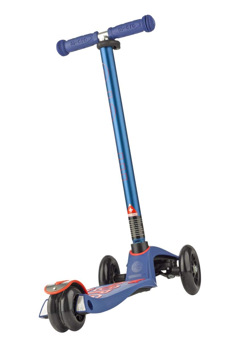 Micro Kickboard Maxi Deluxe Scooter - 3-Wheeled, Lean-to-Steer, Blue, Kids, Model MMD023, Polyurethane Material