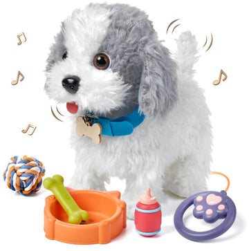 Or Or Tu Walking Barking Toy Dog With Remote Control Leash, Plush Puppy Electronic Interactive Toys For Kids, Shake Tail,Pretend