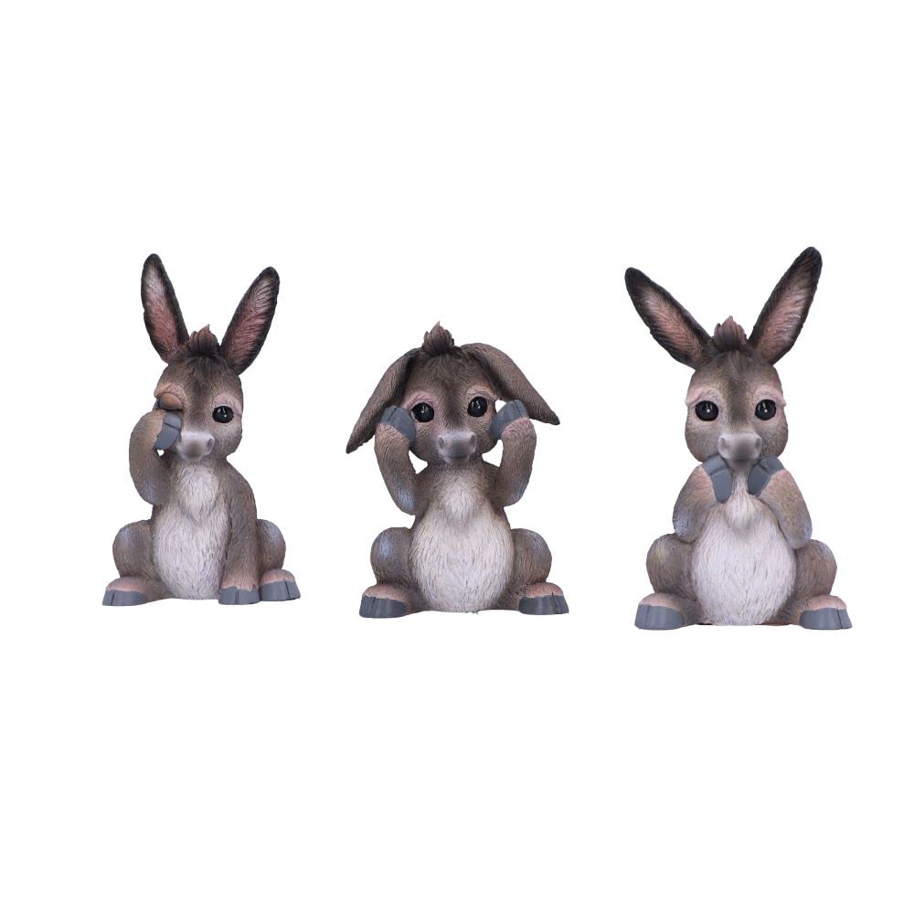 Nemesis Now Three Wise See No Evil Hear No Evil Speak No Evil Figurines, Adorable Hand-Painted Resin Collectibles And Gift - Donkeys