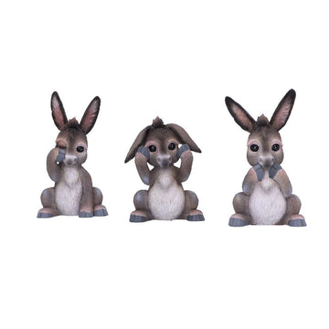 Nemesis Now Three Wise See No Evil Hear No Evil Speak No Evil Figurines, Adorable Hand-Painted Resin Collectibles And Gift - Donkeys
