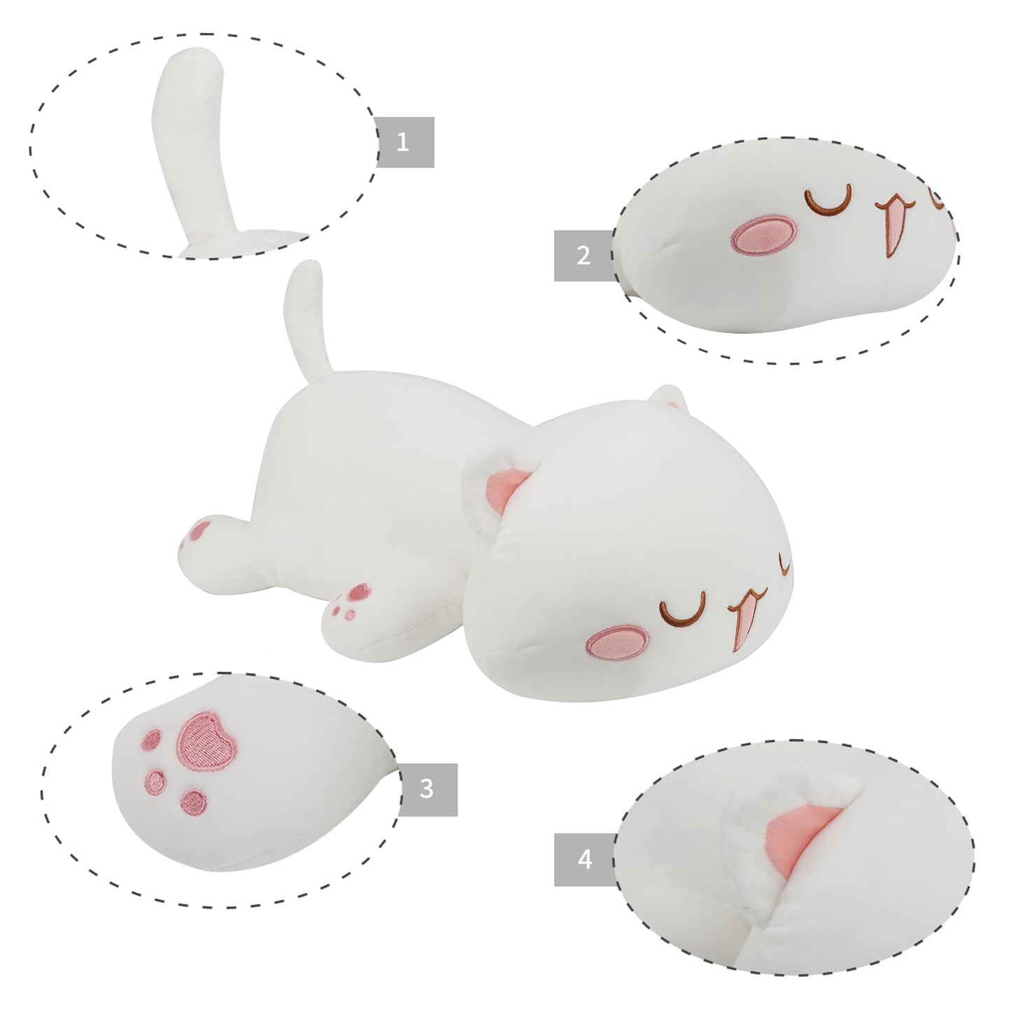Afan Super Soft 19.6'' Cute Cat Kitten Doll Plush Toy Kawaii Anime Plush Cute Stuffed Animal Cat Toys For Kids Girls Boys Cat (W