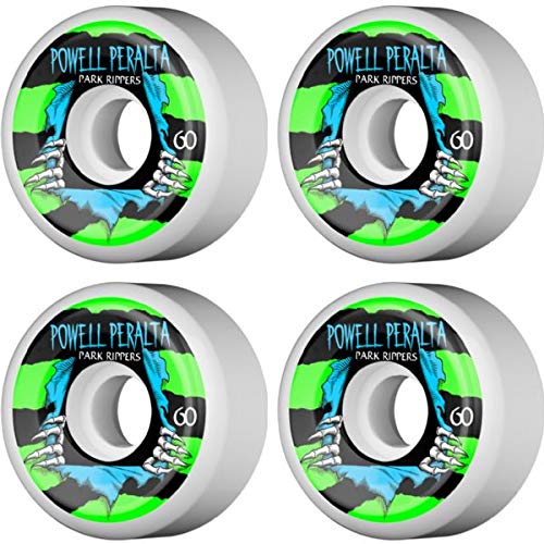 PowellPeralta Park Ripper II White/Green/Blue Skateboard Wheels  60mm 97a (Set of 4)