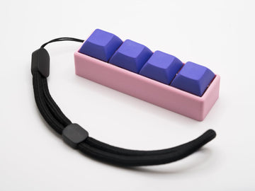 Four-Button Clicky Mechanical Switch Fidget Toy | Stim Toy, Stress Relief, Adhd (Pink Base, Purple Keycaps)