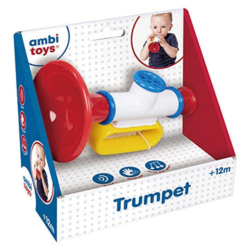 Ambi Toys Trumpet - Multi-Colored Musical Baby Toy for Ages 12 Months+, Medium Size, Engaging and Fun Developmental Play