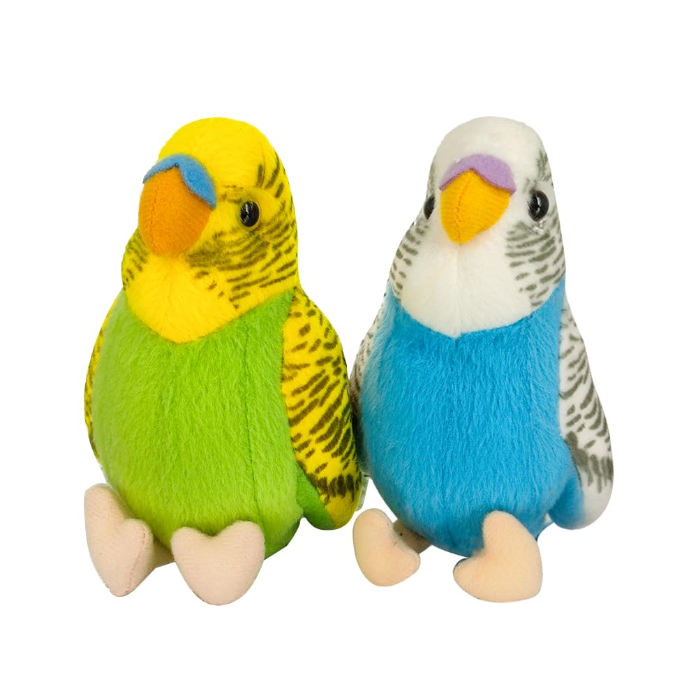 WQY GroceryShop Budgerigar Plush Toy, 5.5" Soft Cotton Parakeet, Blue and Green, Small Stuffed Animal for Kids