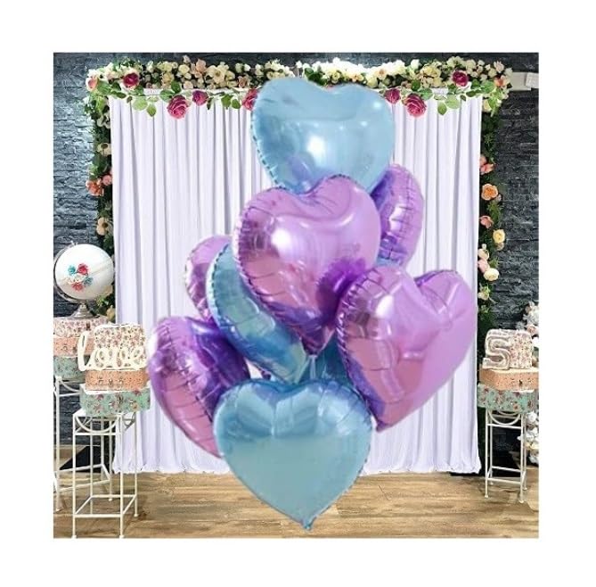 Heart Shape Foil Balloons Birthday (Purple,Blue)