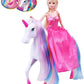 White Unicorn with Magic Light Horn and Fairy Tale Princess Doll 11.5, W/Comb and Crystal Crown, Girls Unicorn Doll Toys Gifts,