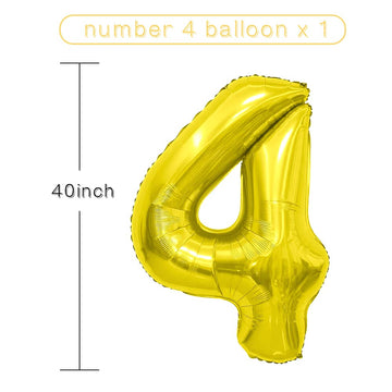 Number Balloon 40 Inch, Number Balloons Gold, Number 4 Balloons, Birthday Large Foil Gold Balloons, Birthday Party/Graduation/An