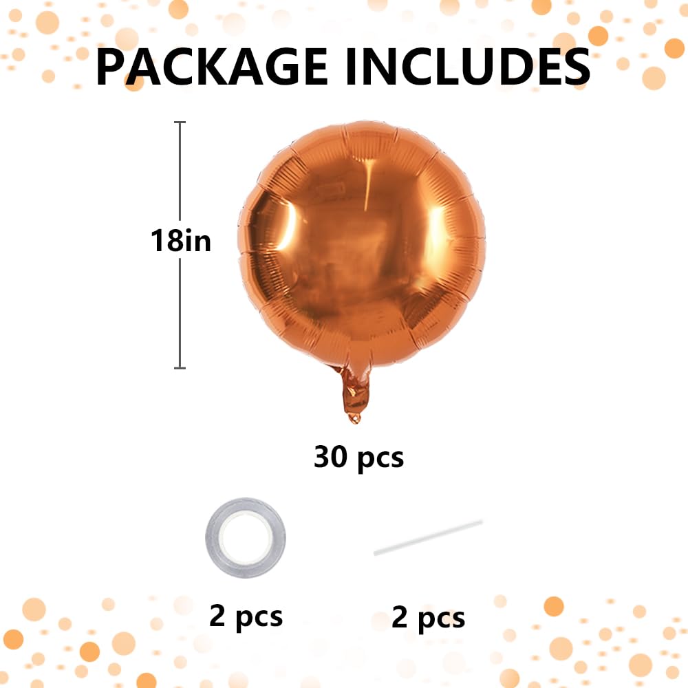 TONIFUL 30Pcs 18 Inch Large Orange Round Shape Foil Balloons Big Orange Circle Helium Mylar Ballons for Birthday Wedding Baby Sh