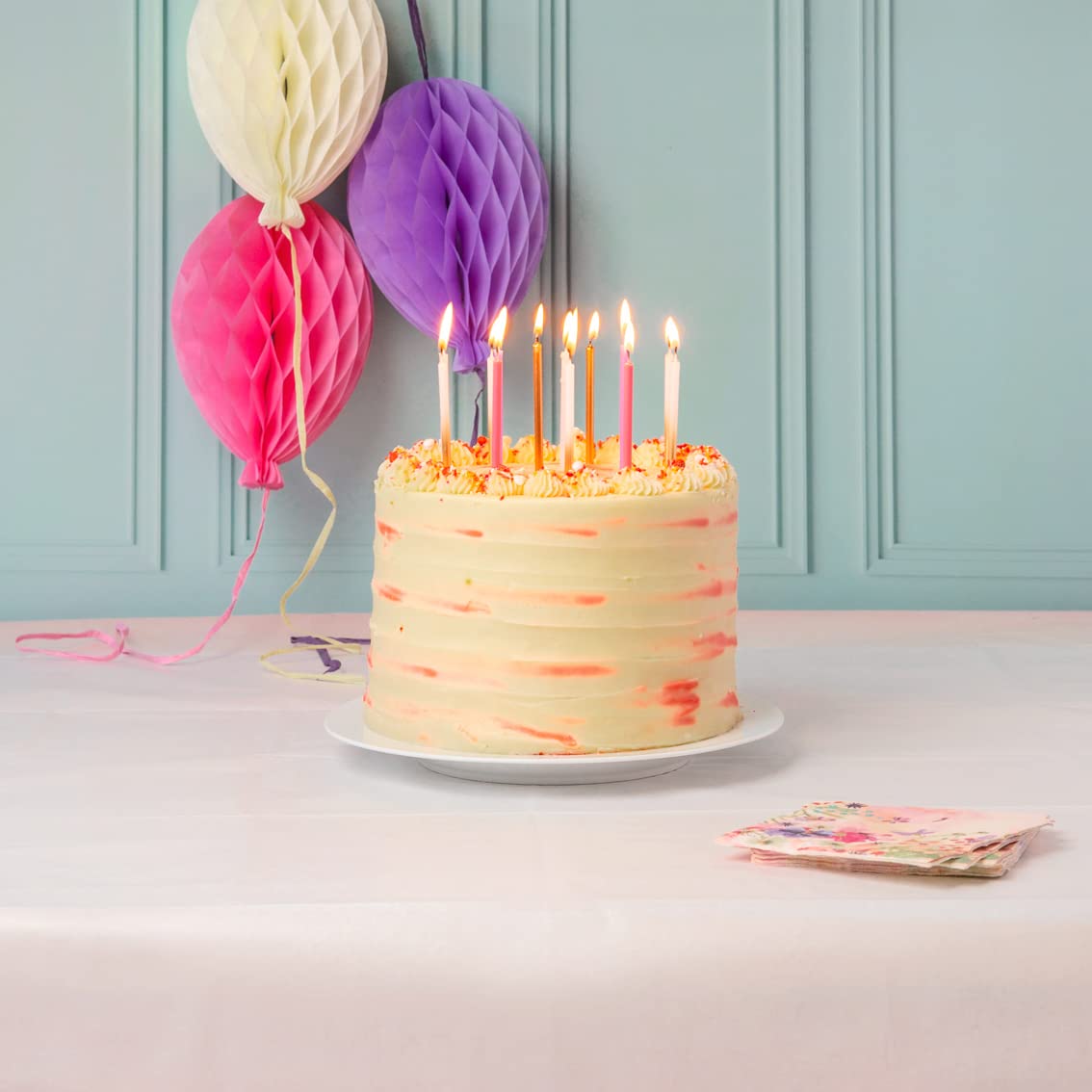 Talking Tables Pretty Pink Birthday Candles Cake Topper Decorations 16pcs, 4 Designed in The UK by