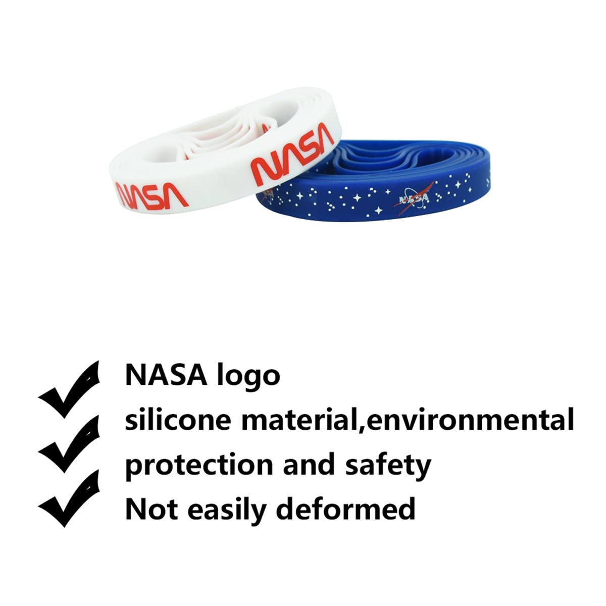 Vuzvuv 18 Pcs Nasa Rubber Bracelets, Outer Space Design Silicone Wristbands Blue and White Color Style Bracelets for Spaces Them