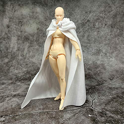1:12 Scale Fabric Cape Cloak with Hat for 6 inch 1/12 Bandai SHF Figma Action Figure Clothes (White Cloak)