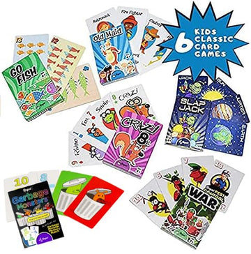Regal Games Card Games for Kids - 6 Pack Classic Family Games, Plastic, Original Color, Model 272