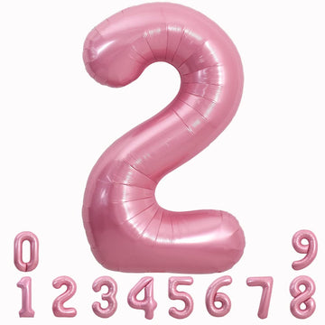 Toniful 40 Inch Light Pink Large Numbers Balloons 0-9, Number 2 Digital 2 Helium Balloons, Pink Foil Mylar Big Number Pastel Bal