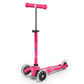 Micro® Mini Deluxe Led, Original Design 2-5 Years, Weight 1.95 Kg, Max Load 50 Kg, Height 48-68 Cm, 3 Wheels Scooter With Led Lighting, Abec9 Bearings, Non-Slip Platform (Single, Pink)