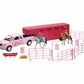 Valley Ranch Pink Pick Up Truck And Horse Trailer Playset