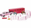 NewRay Valley Ranch Pink Pickup Truck & Horse Trailer Playset - Plastic Model SS-37035B