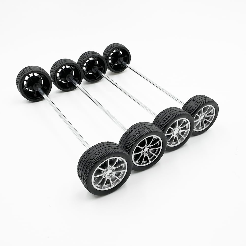 10PCS Toy Car Wheels 28mm Rubber Tire Wheels with Metal Shaft for RC Car Truck DIY Model Toy Wheel Replacement Accessories (2.5x