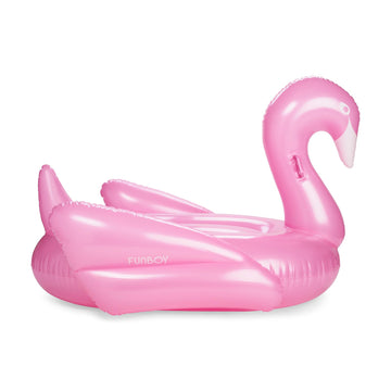 Funboy Giant Inflatable Metallic Pink Swan Pool Float, Luxury Float For Summer Pool Parties And Entertainment