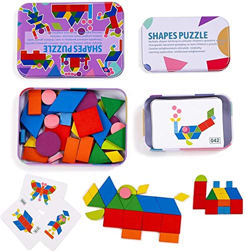 Toyshine Wooden Pattern Blocks Jigsaw Puzzle Sorting And Stacking Games Montessori Educational Toys For Toddlers Kids Boys Girls