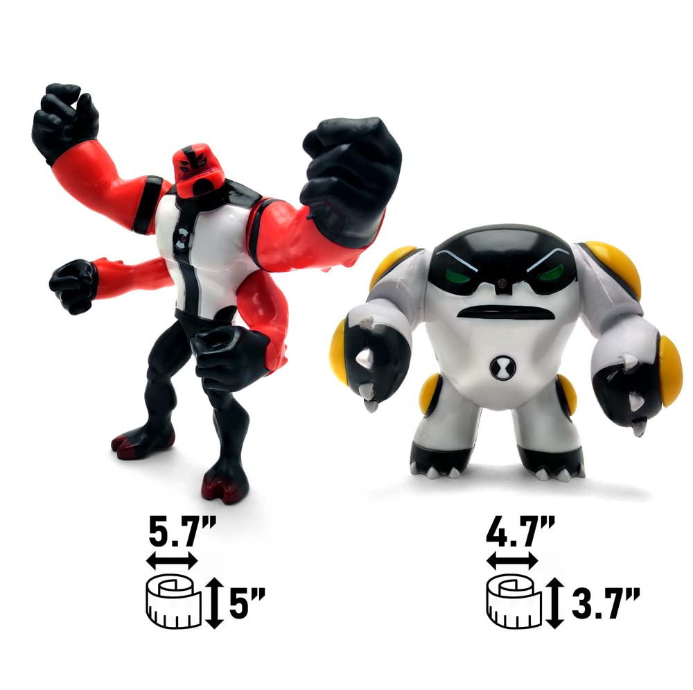 Figures Based On Ben 10 Action Figures - Set Of 9 Toys [Ben Tennyson, Four Arms, Grey Matter, Kineceleran, Diamondhead, Hex, Steam Smythe, Cannonbolt, Heatblast]