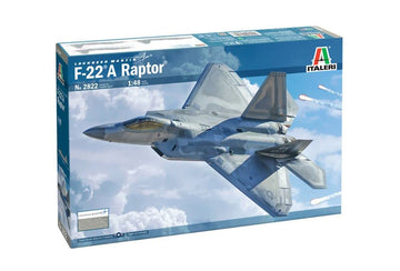 Italeri -2822 F-22A Raptor, 1:48 Scale, Model Kit, Plastic Model to Mount, Modeling, Grey, IT2822
