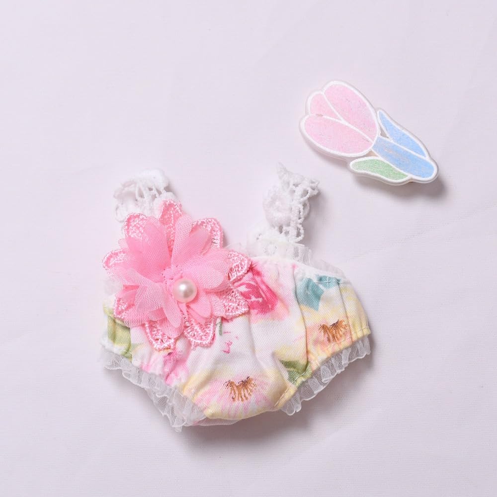 Designer Clothes for 17cm Dolls  enhanced Doll Swimsuit  Cute Doll Summer Outfits Accessories with Pink Floral One-Piece Swimsuit  Flower Hair Decor and Straw Hat